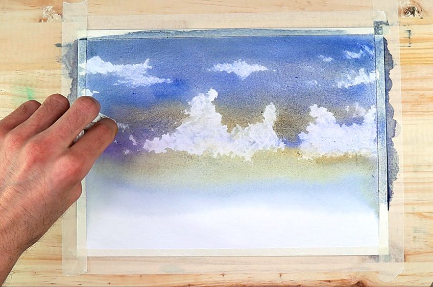 Clouds with Watercolor Paint