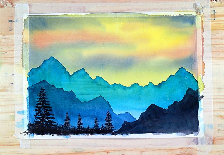 How to Paint Mountains With Watercolor Watercolor Landscapes Tutorial