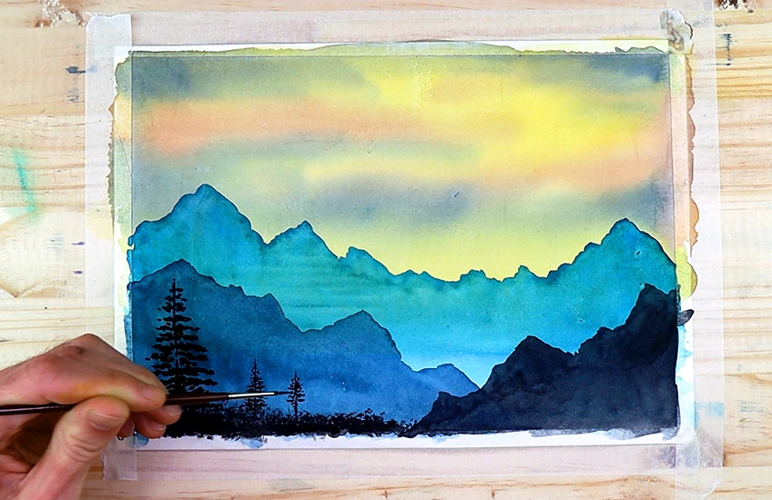 Watercolor Painting Mountains