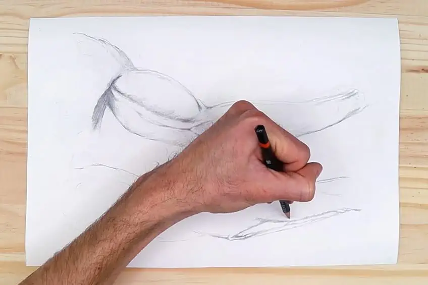 Процесс рисования мужской руки
