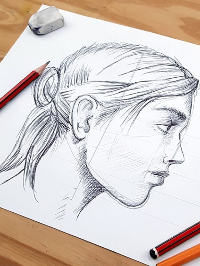 how to draw a face from the side