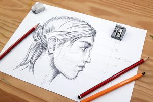 how to draw a face from the side