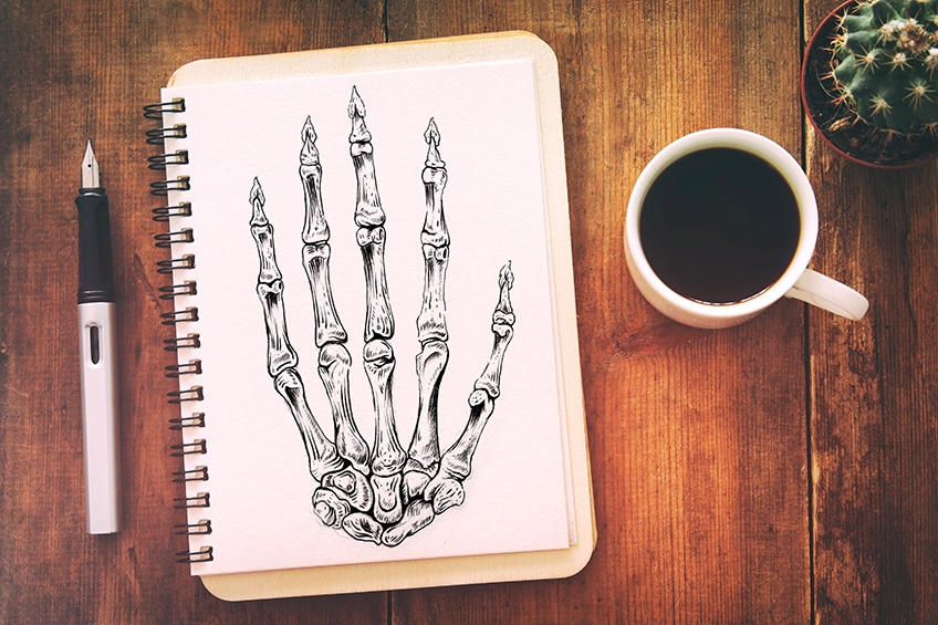 how to draw skeleton bones on your hand
