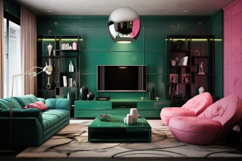 emerald green and pink