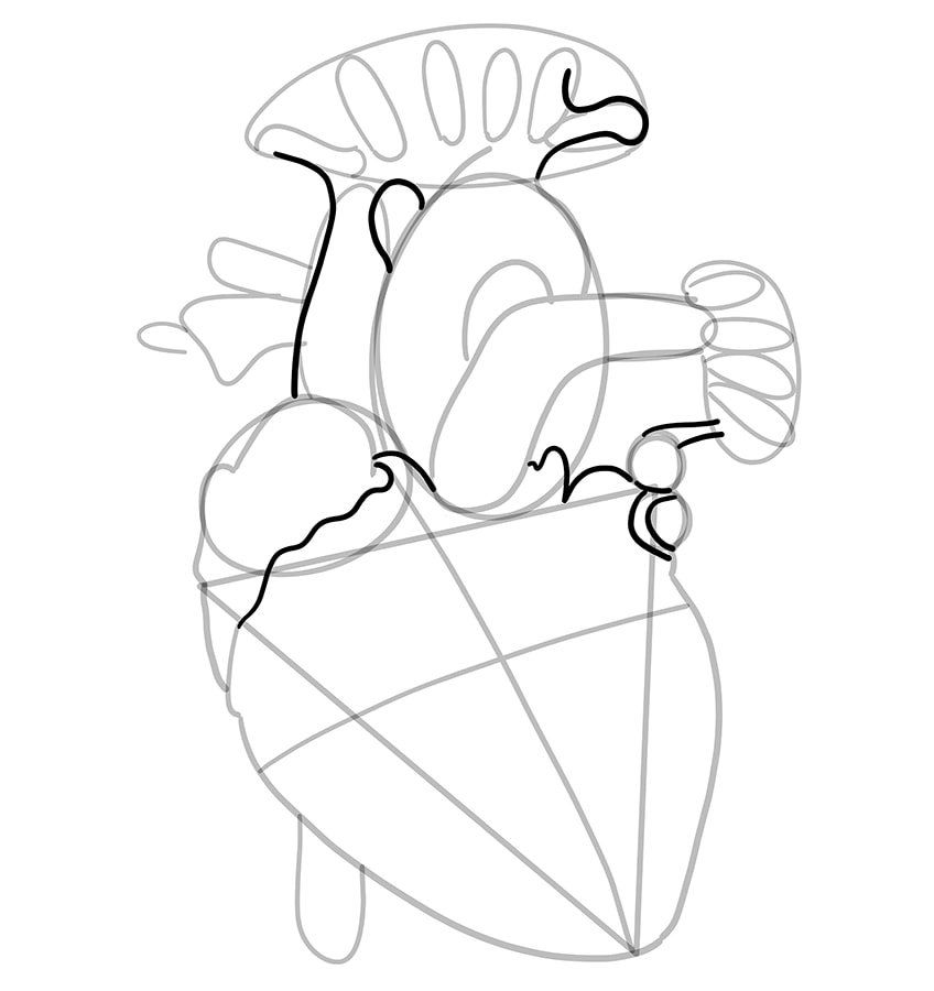 Как нарисовать человеческое сердце 13