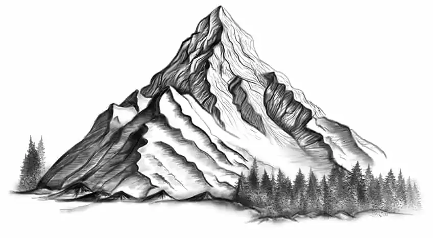 Реалистичный рисунок горы 16