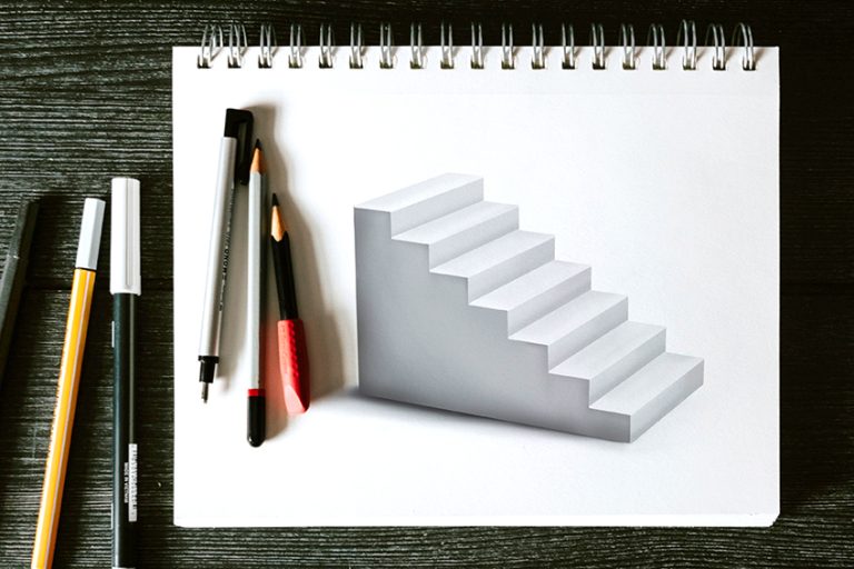 Treppe zeichnen – Perspektivisch korrekte Treppen zeichnen