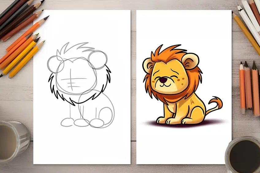 comment dessiner un lion