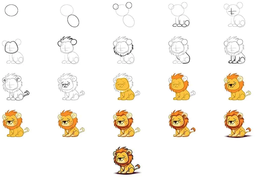 dessin lion facile