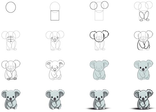 Koala zeichnen - Male einen niedlichen Koala Bär
