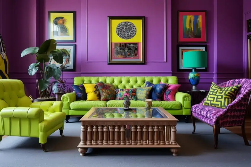 purple and lime green