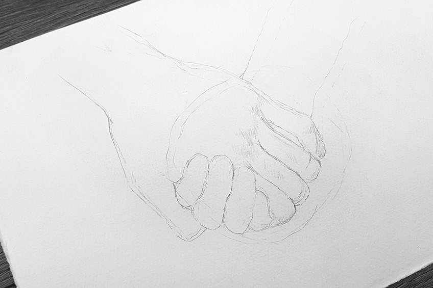 holding hands drawing 07