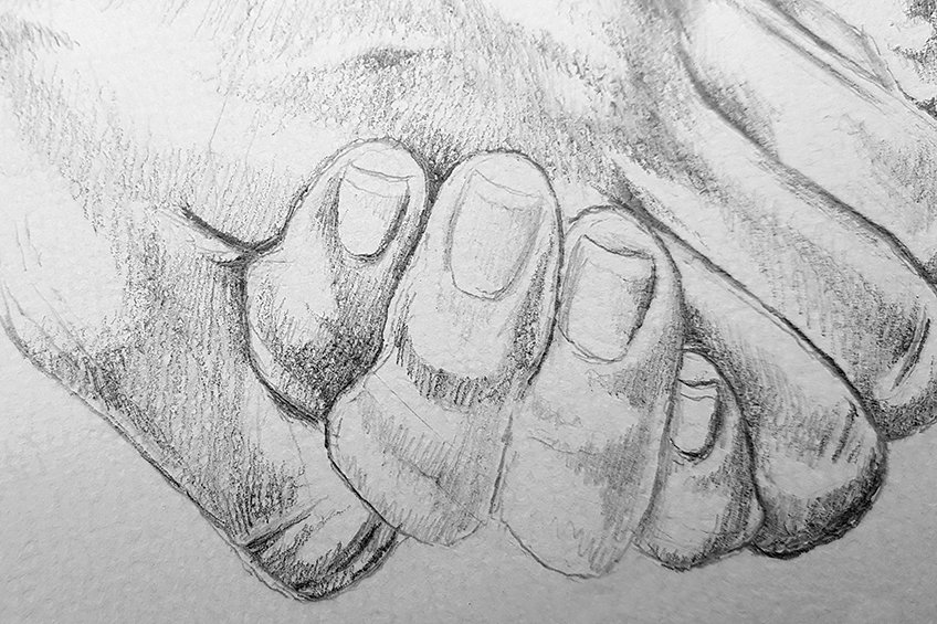 holding hands drawing