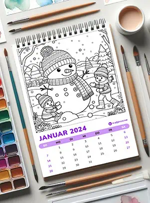 ausmalbilder kalender 2024 popup