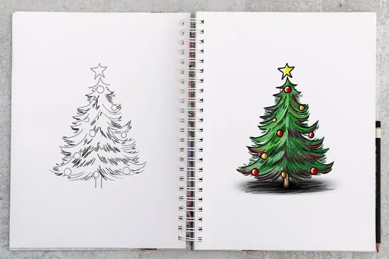 Christmas Tree Drawing – 12 Steps to Sketching Holiday Magic