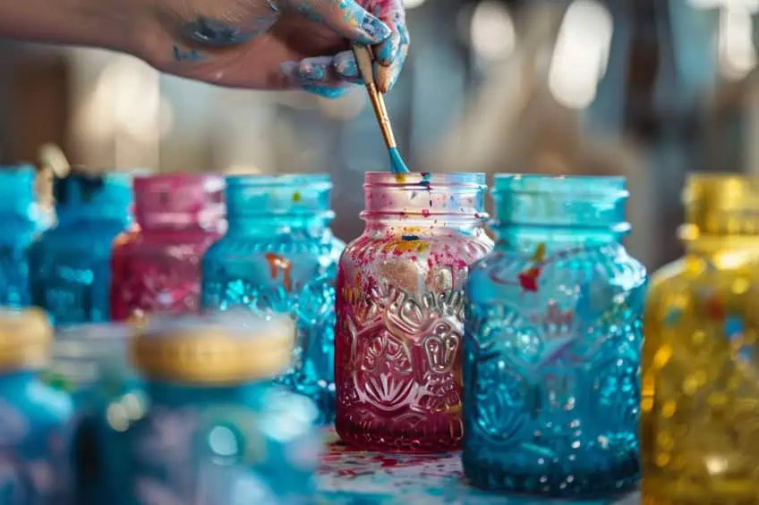 painting glass jars